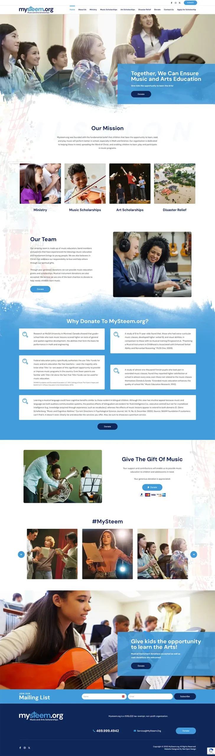 Website Re-Design for Music and Arts Scholarship Organization AFTER