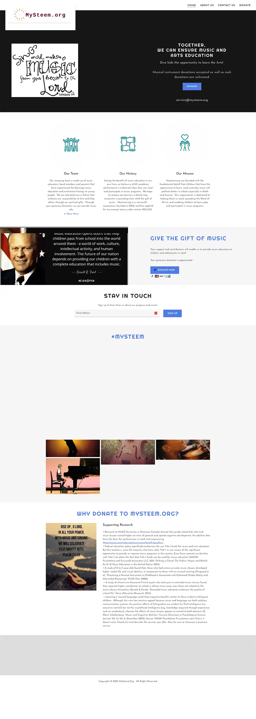 Website Re-Design for Music and Arts Scholarship Organization BEFORE