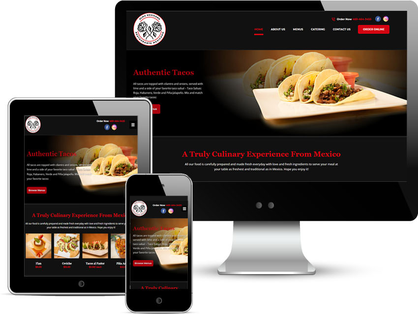 restaurant web design services for alma mexicana restaurant