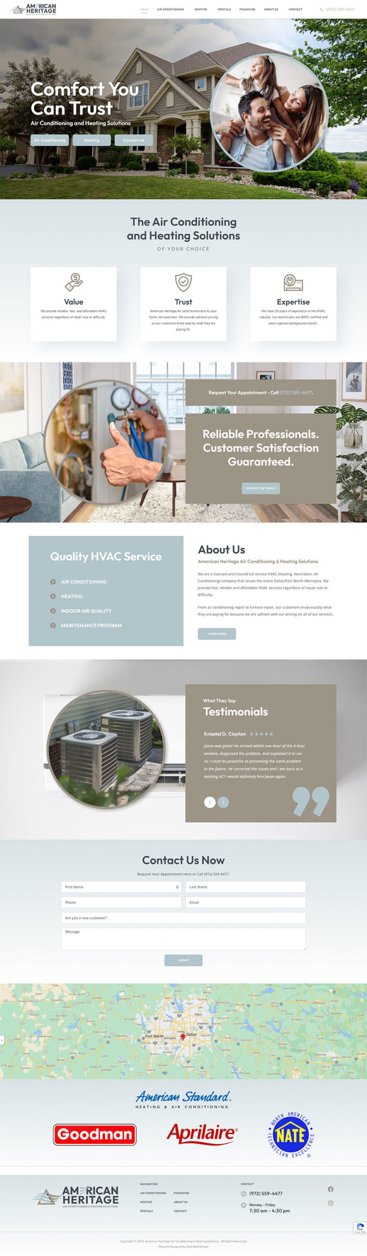 american heritage air website design dallas tx