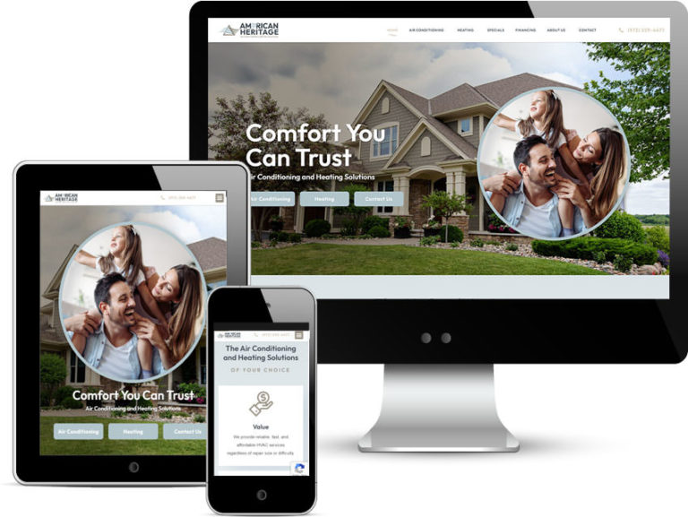 american heritage air website design dallas tx