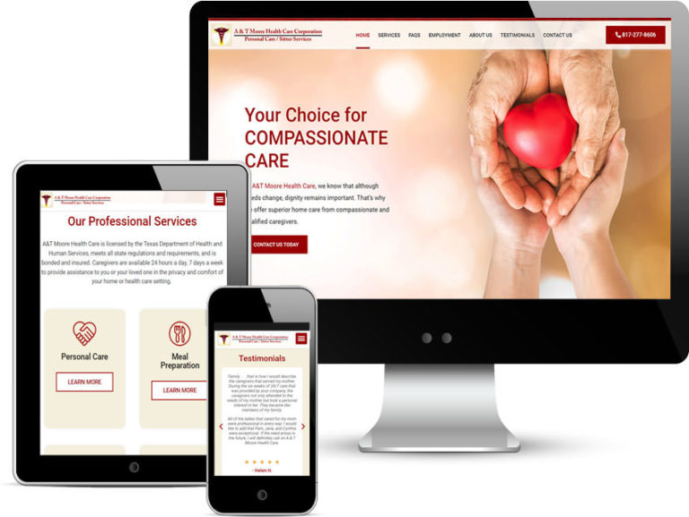 Web Design for A&T Moore Home Care Arlington TX