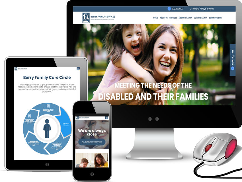custom web design for Berry Family Services Rowlett Texas