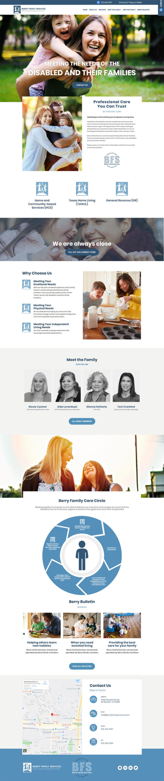 custom website design for Berry Family Services Rowlett Texas