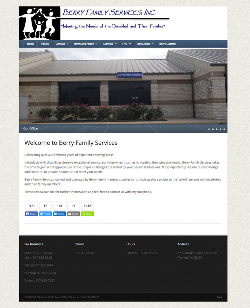 New site Launched for Berry Family Services Rowlett Texas Red
