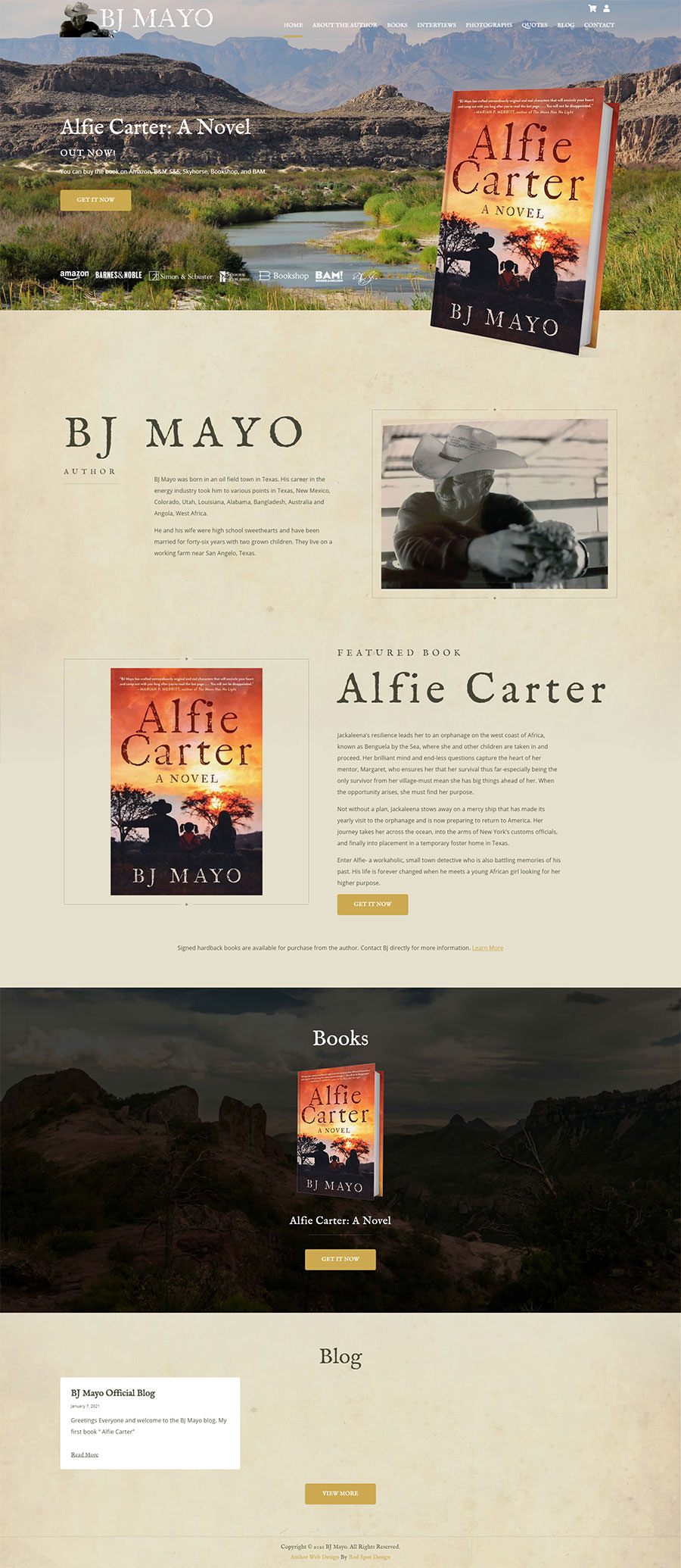 author website design for BJ Mayo