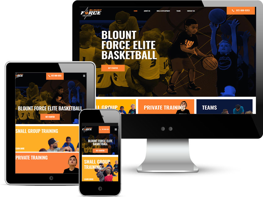 web design for blount force elite basketball training