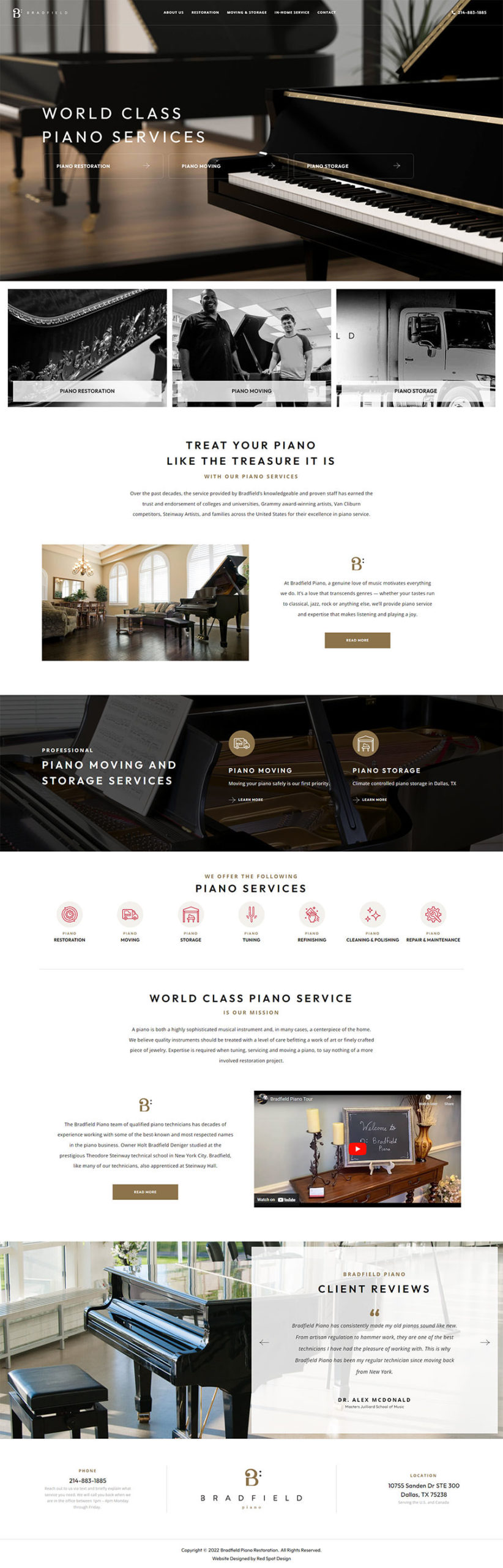 bradfield pianos website design 10755 Sanden Dr STE 300 Dallas TX 75238