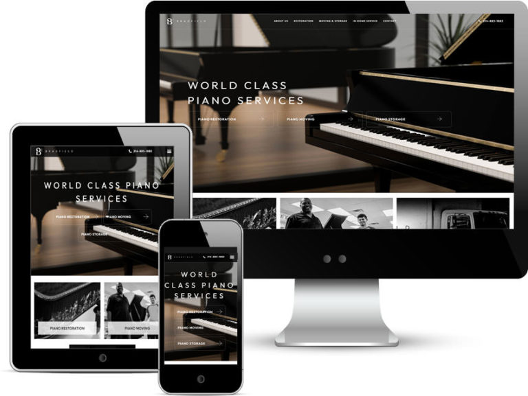 bradfield pianos website design 10755 Sanden Dr STE 300 Dallas TX 75238