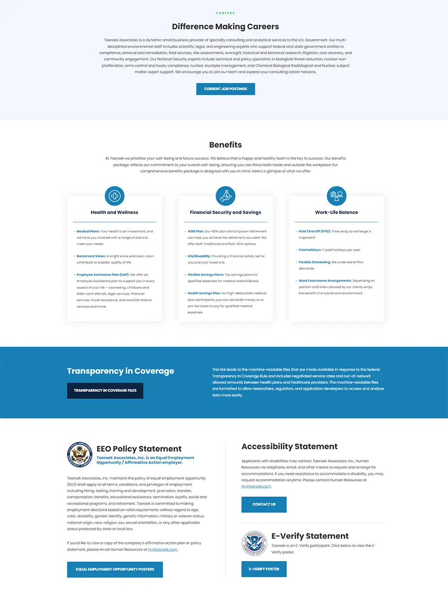 careers page on web design for toeroek.com