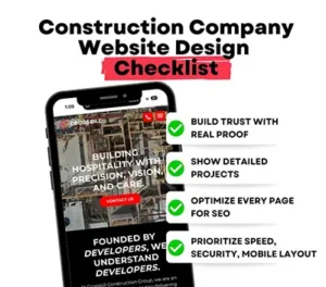 construction company web design checklist dallas