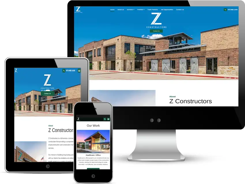 construction company website design for zconstructors