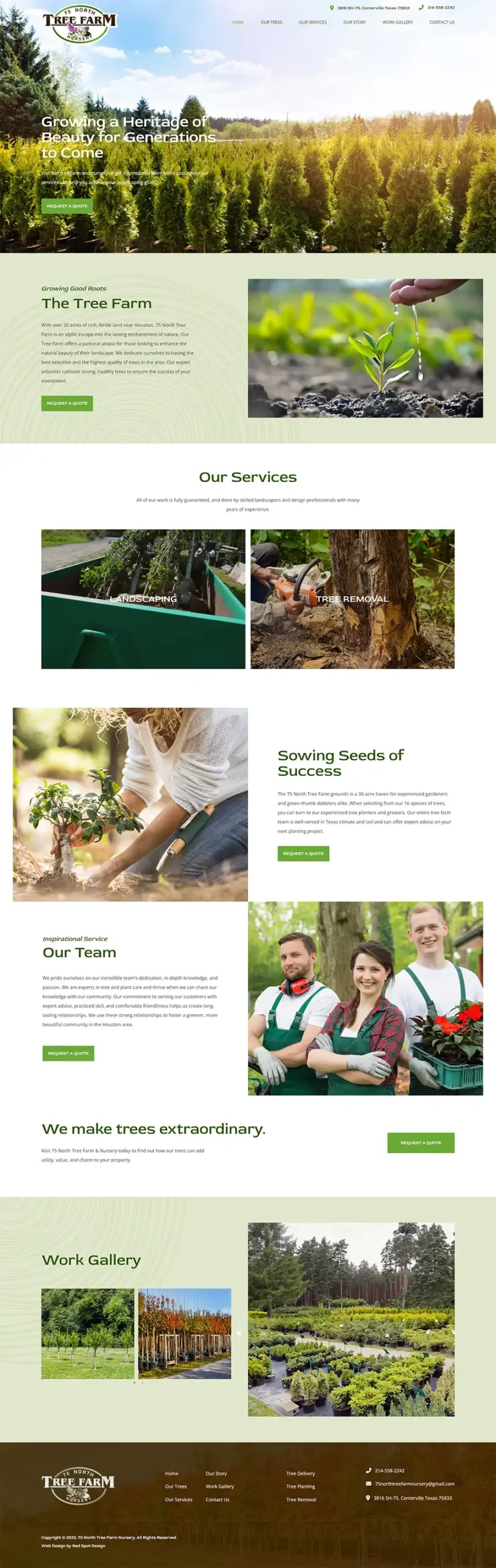 custom web design for 75 north tree farm