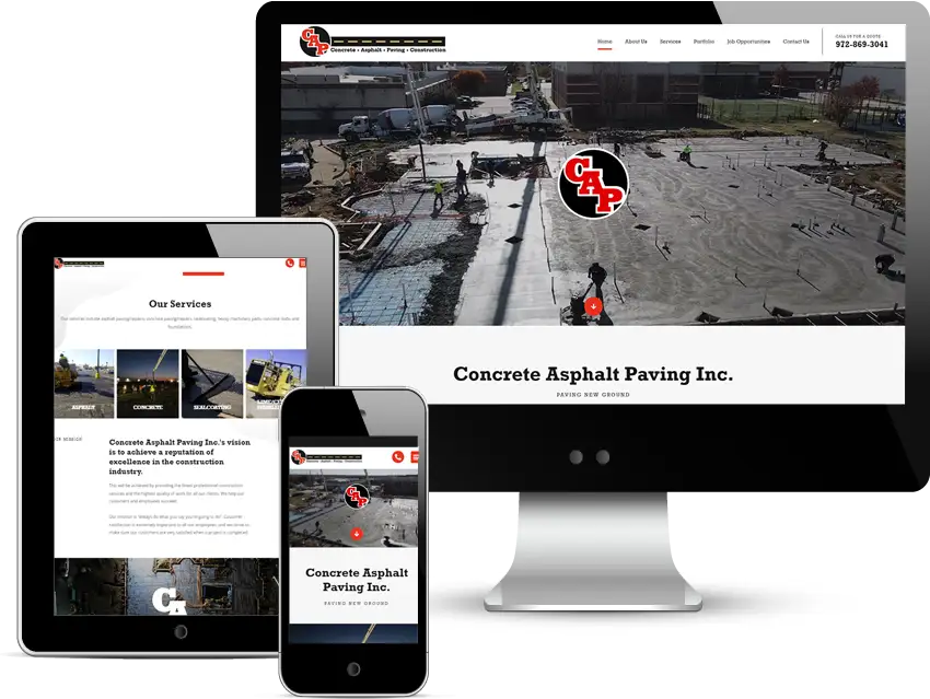 custom web design for dallas based Concrete Asphalt Paving Inc