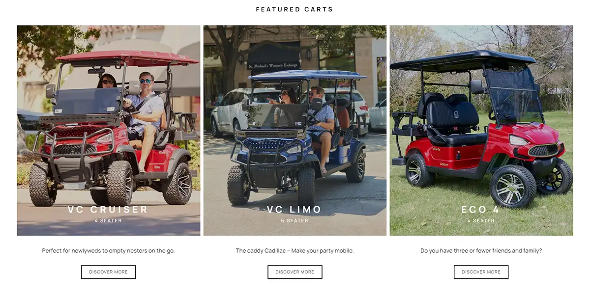 custom web design for dallas texas based family golf carts 3