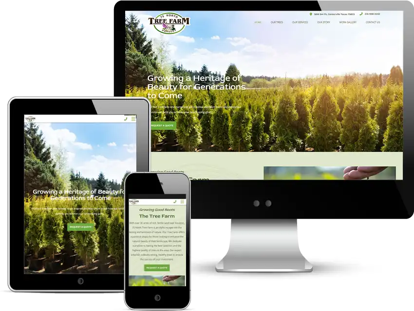 custom website design for 75 north tree farm centerville texas