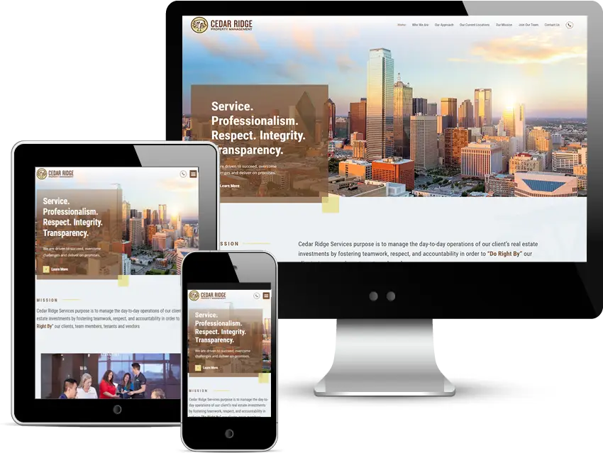 custom website design for dallas based cedar ridge property management
