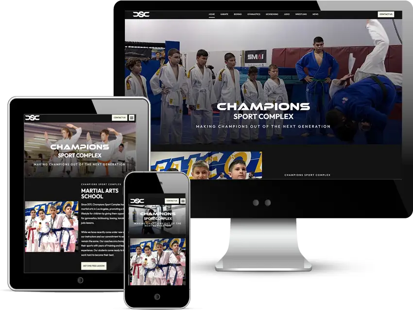 custom website designed for Champions Sport Complex
