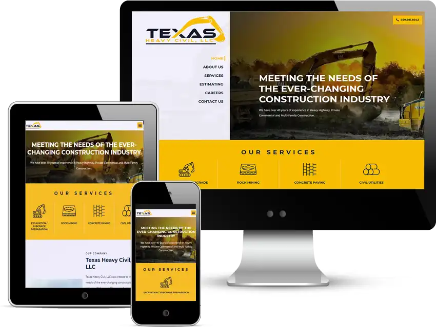 custom wordpress website design for texas heavy civil carrollton texas