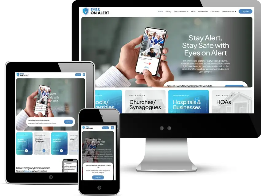 custom wordpress website designed for eyes on alert