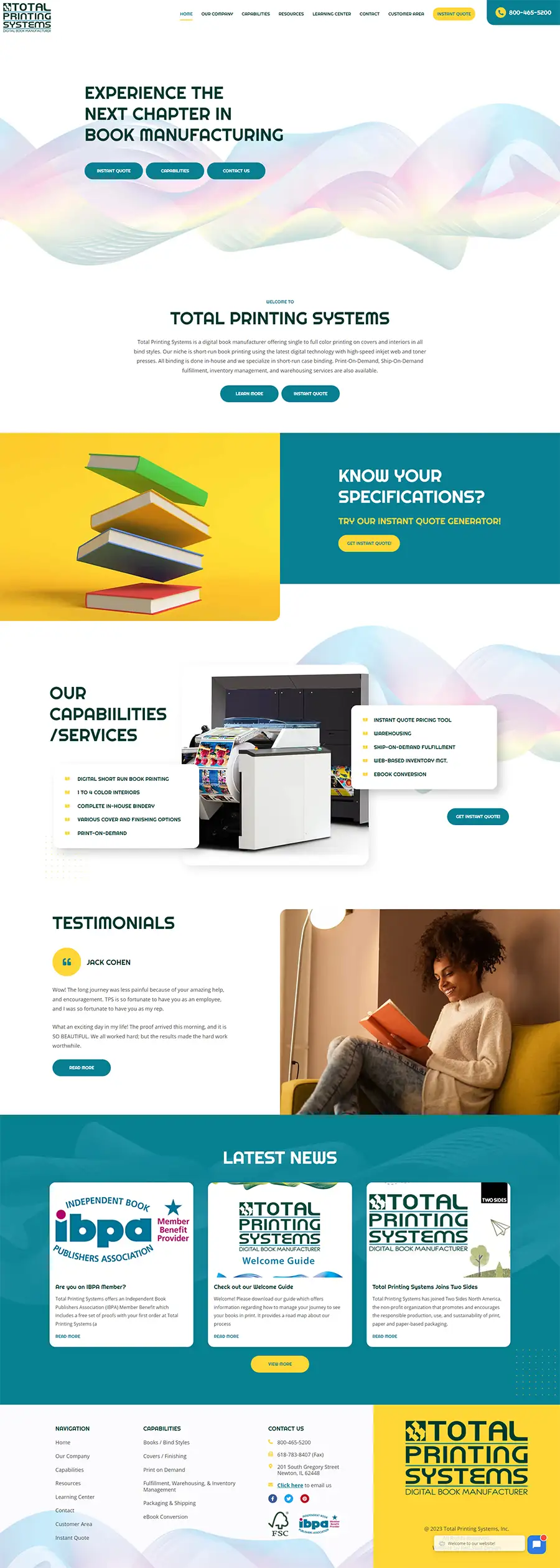 custom wordpress website for Total Printing Systems Newton IL