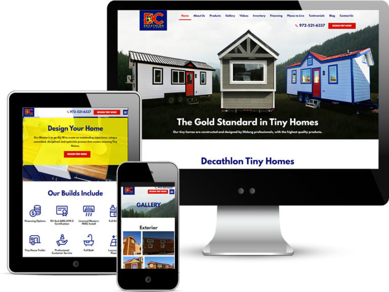 custom web design for decathlon tiny homes