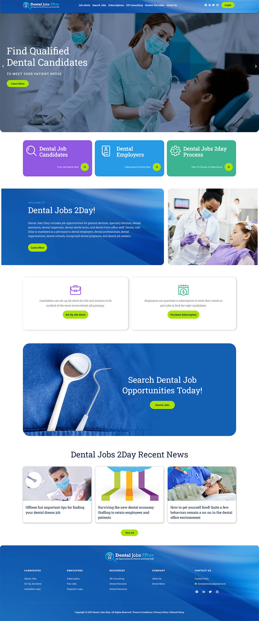 web design for dentaljobs2day.com
