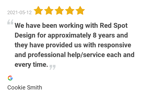 5 star web design review for red spot design