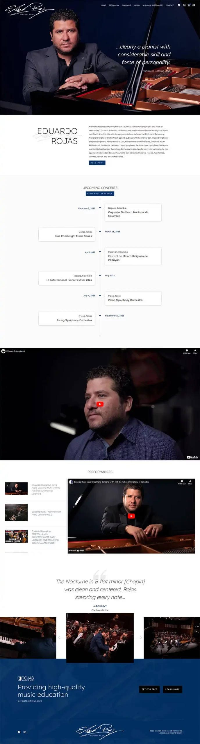 custom ecommerce web design for eduardo rojas pianist