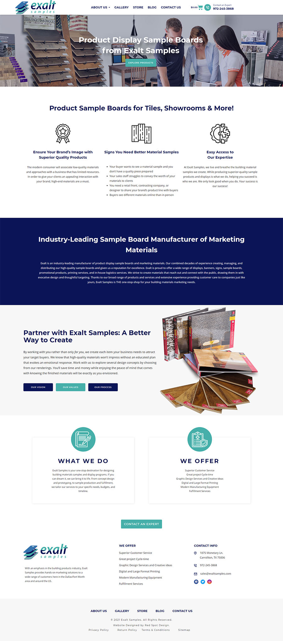 exalt samples custom web design