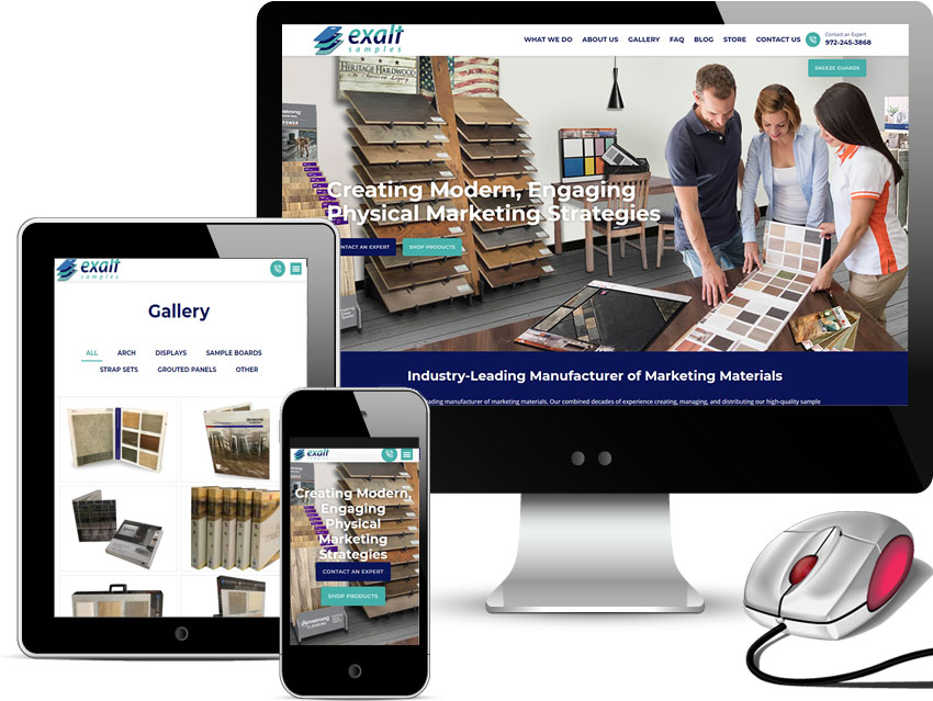 custom website designed for Exalt Samples Carrollton Texas