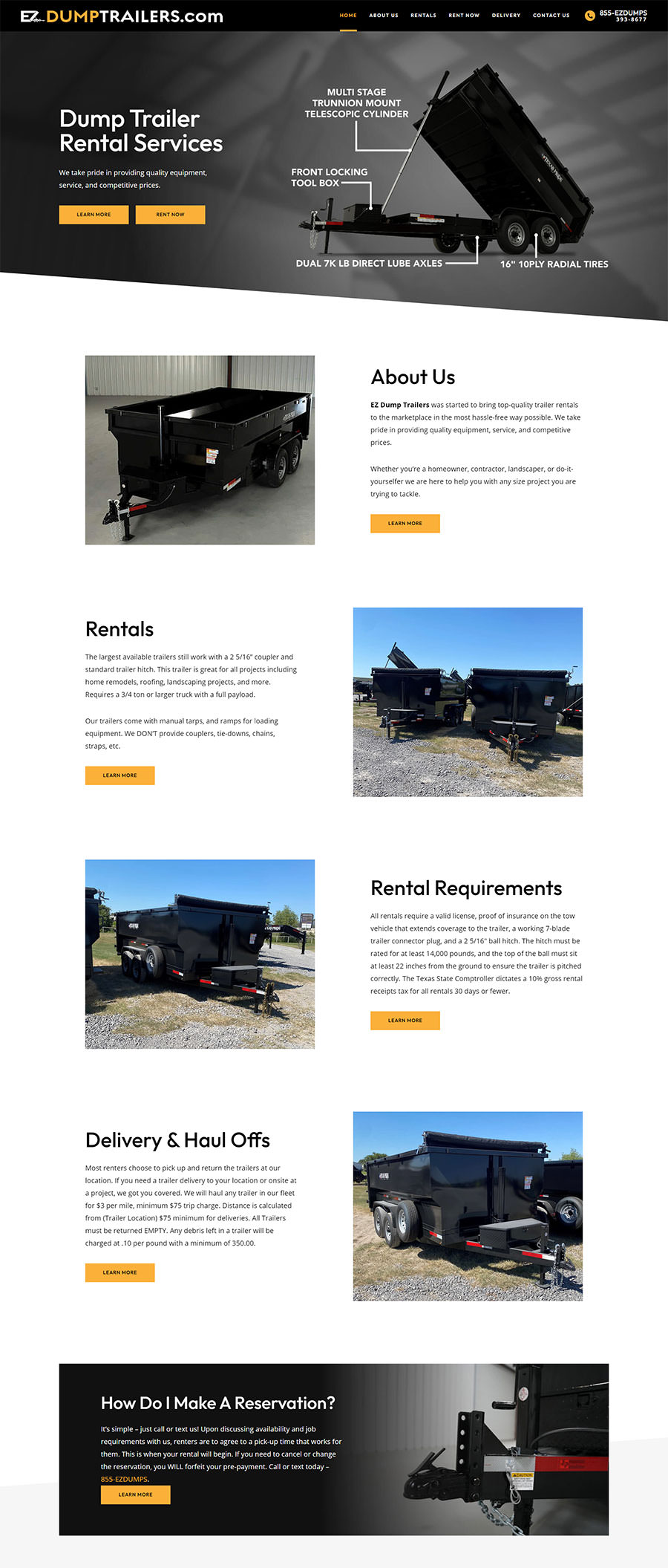 Website Design for EZ Dump Trailers 15770 Dallas Parkway STE 550 Dallas, Texas 75248