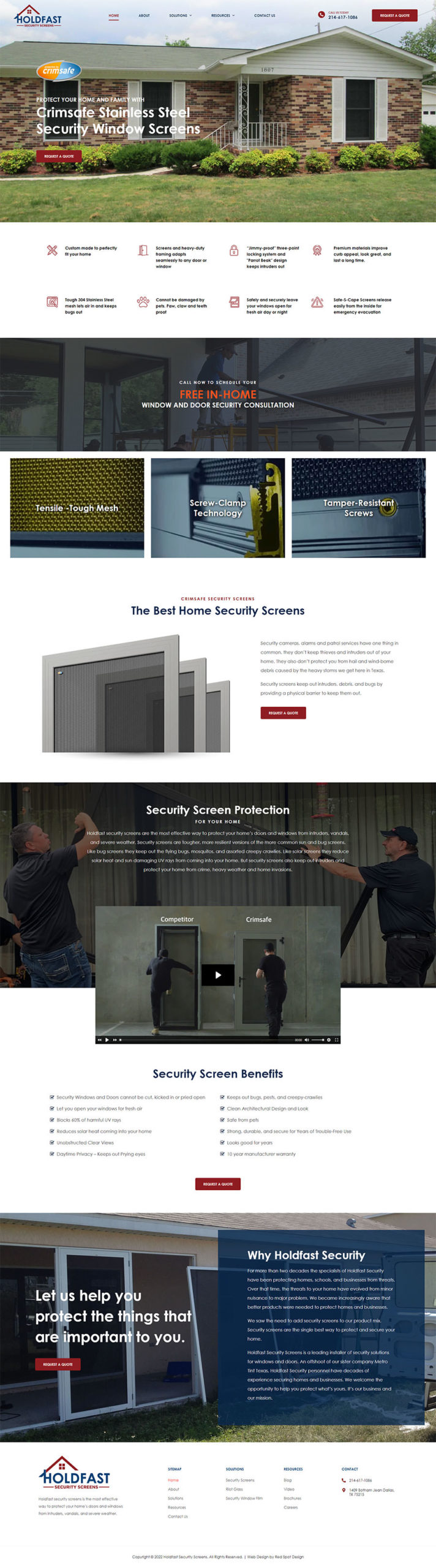 Holdfast security screens website design 1409 Botham Jean Dallas, TX 75215