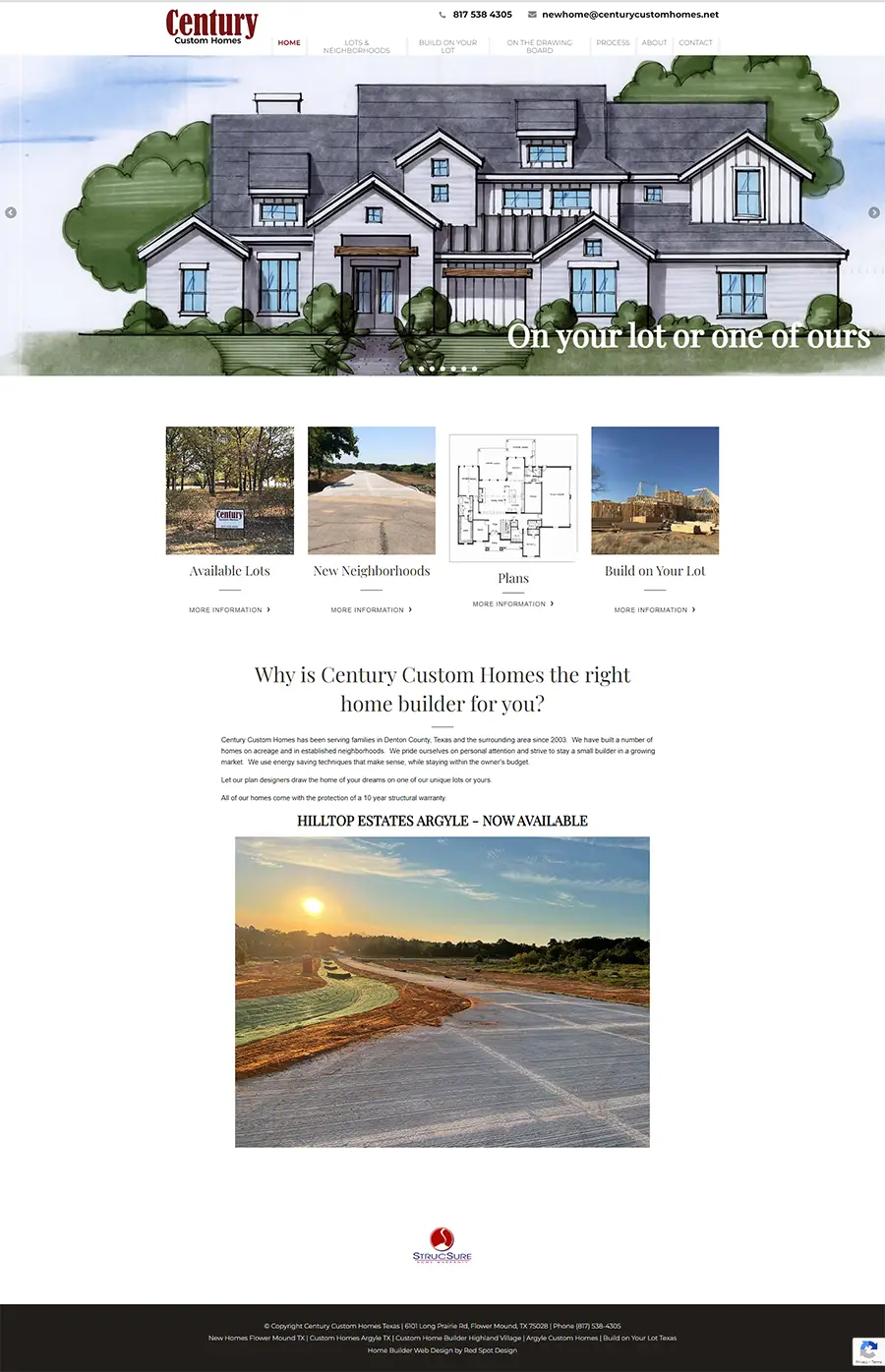 home builder web design for century custom homes AFTER