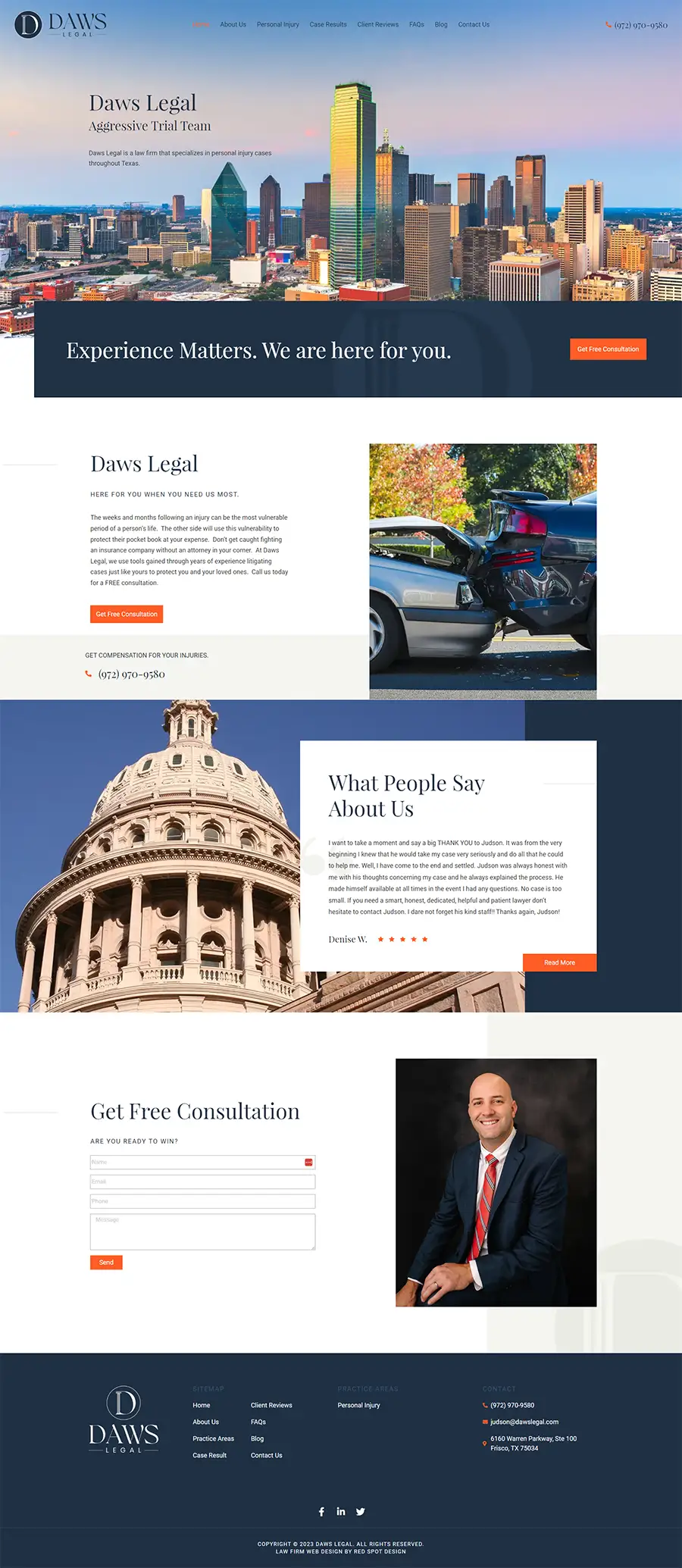 law firm web design for daws legal frisco texas