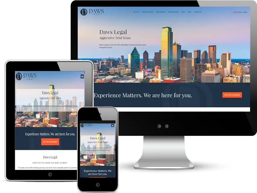 law firm website design for daws legal frisco texas