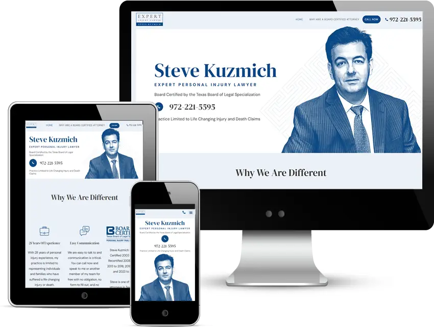 law firm website design for dallas expert injury lawyer