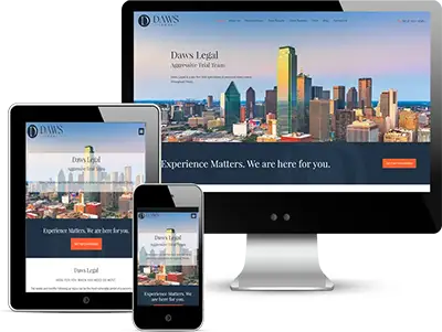 law firm website designed for daws legal frisco texas