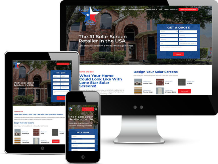 Web Design for Lone Star Solar Screens Dallas Texas