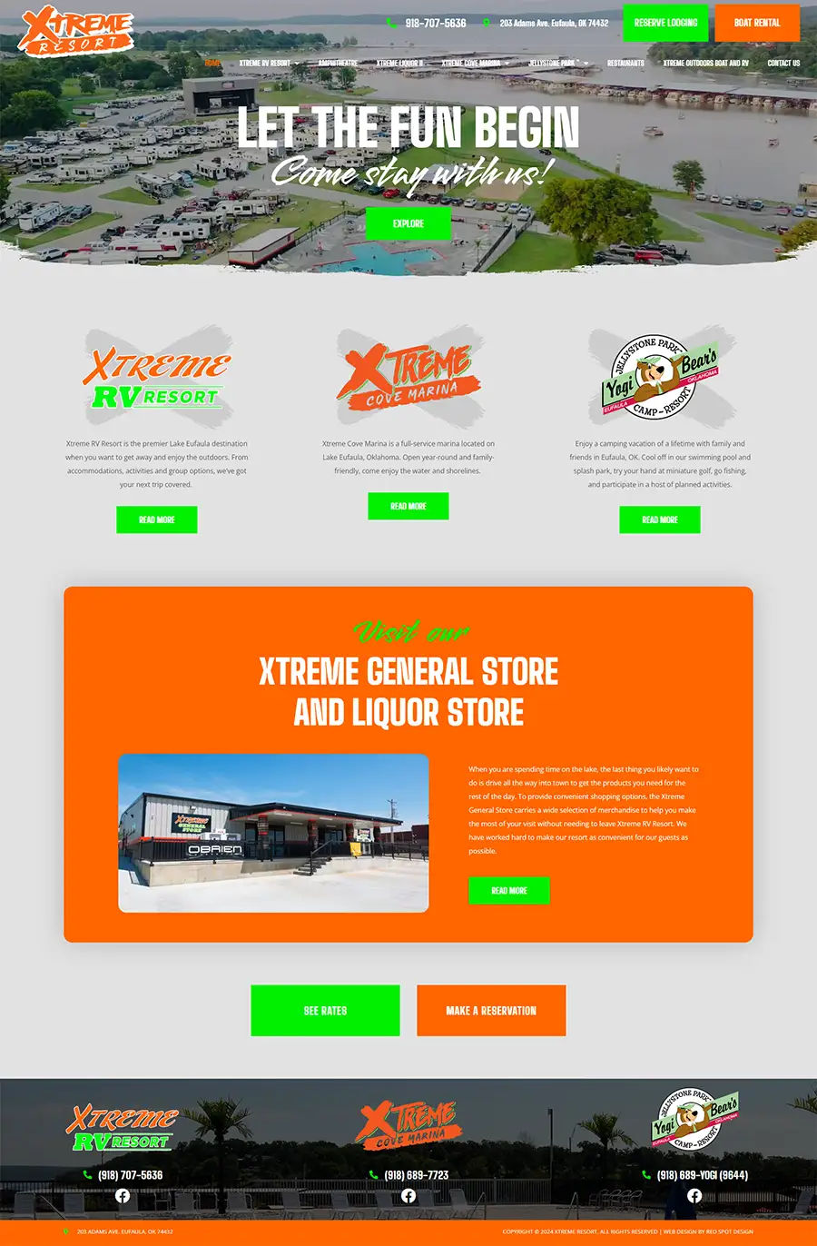 new custom wordpress website design for xtreme rv resort in Oklahoma