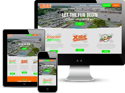 new website designed for xtreme rv resort in Oklahoma by red spot design