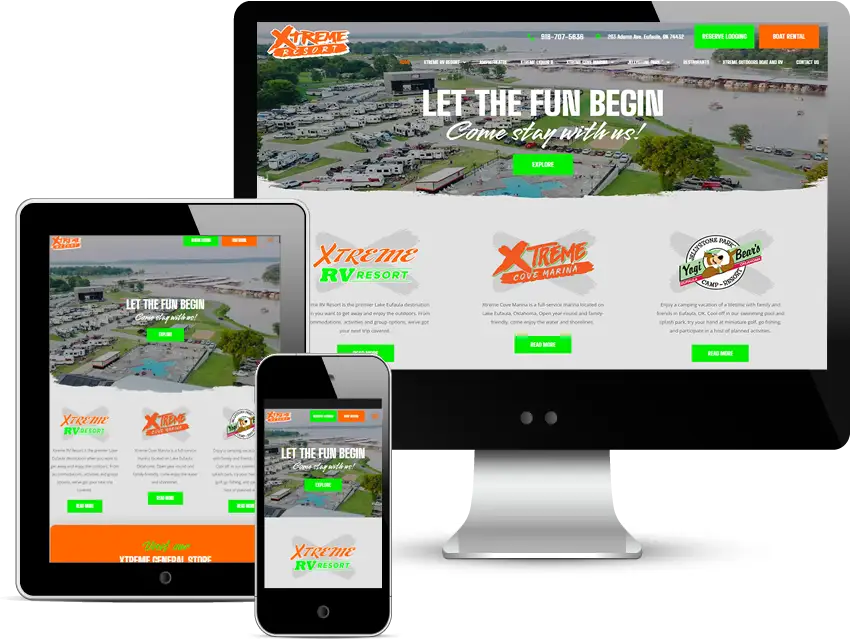 new website designed for xtreme rv resort in oklhoma