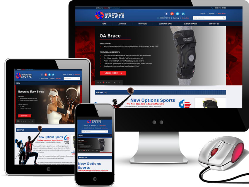 New website launched for New Options Sports Red Spot Design