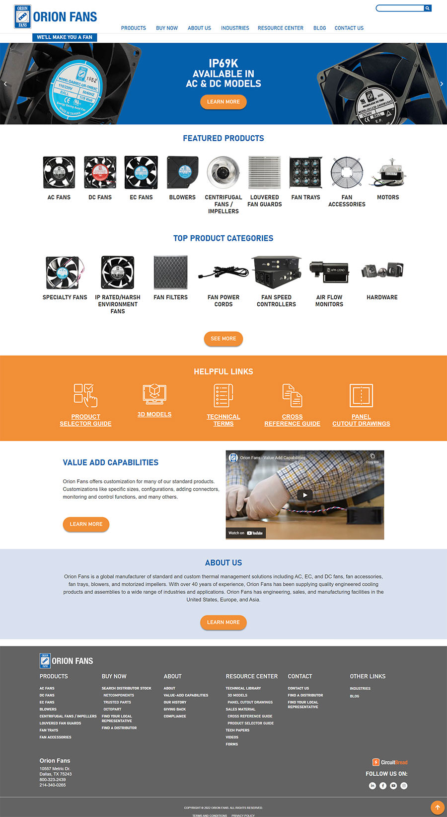 orion fans web design 10557 Metric Dr. Dallas TX 75243
