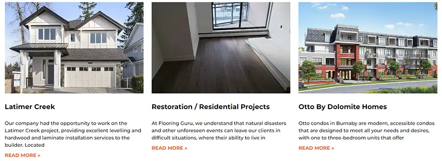 portfolio page for flooring contractor websites
