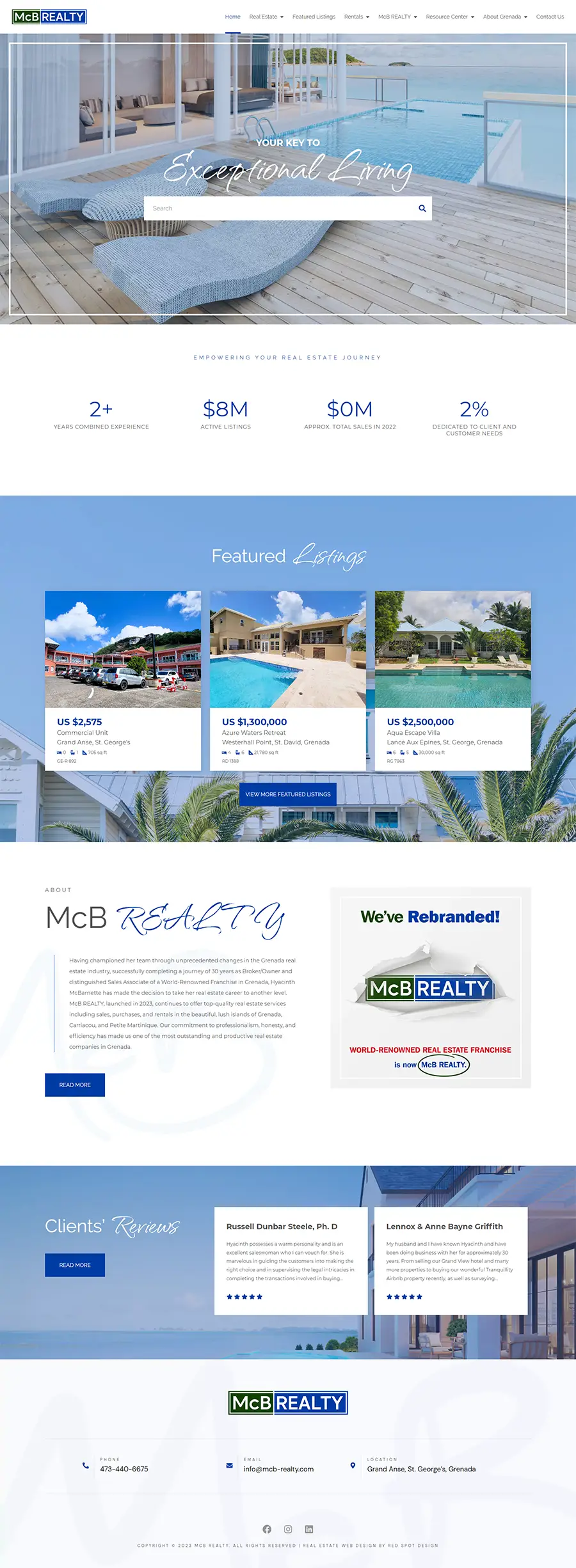 real estate web design for mcb realty in grenada