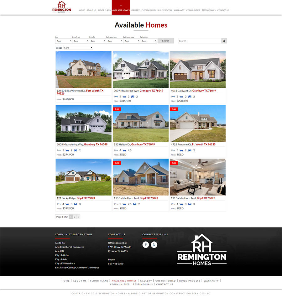 Custom Home Builder Website Design Red Spot Design