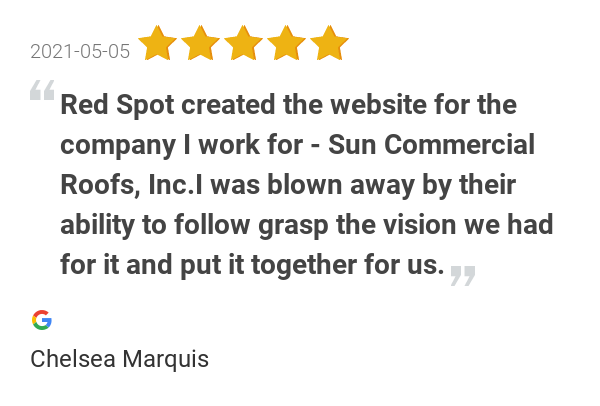 5 star web design review from Sun commercial roofs
