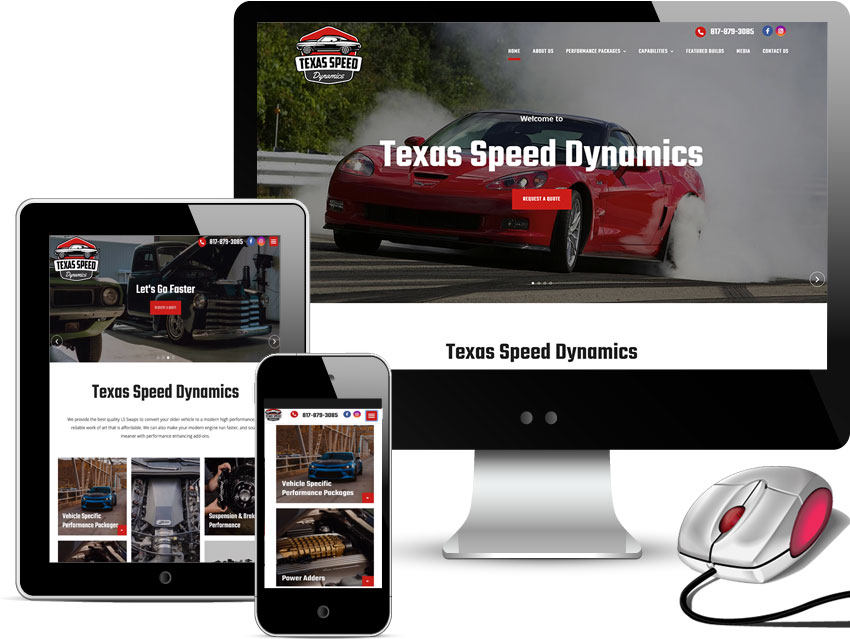 custom web design for texas speed dynamics mansfield texas