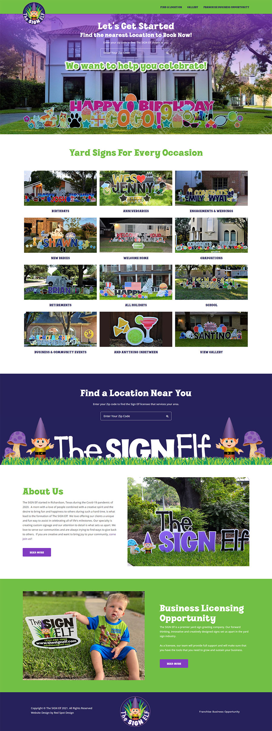 franchise web design for the sign elf dallas texas